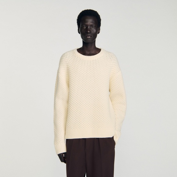 Sandro Cream Knit Sweater Size L - Picture 8 of 8